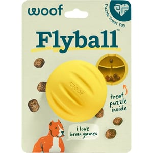 WOOF Dog Flyball Fetch Ball & Fits Standard Launchers Interactive Toy Yellow product photo
