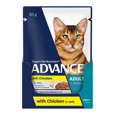 ADVANCE Adult 1-8 Years Wet Cat Food with Chicken in Jelly Pouches product photo
