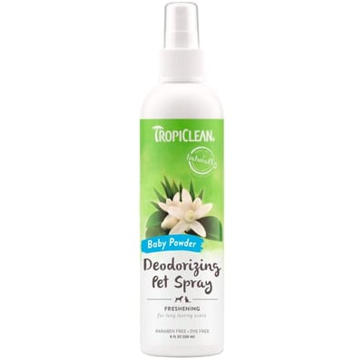 TROPICLEAN Dogs & Cats Baby Powder Deodorizing Spray 8 oz product photo