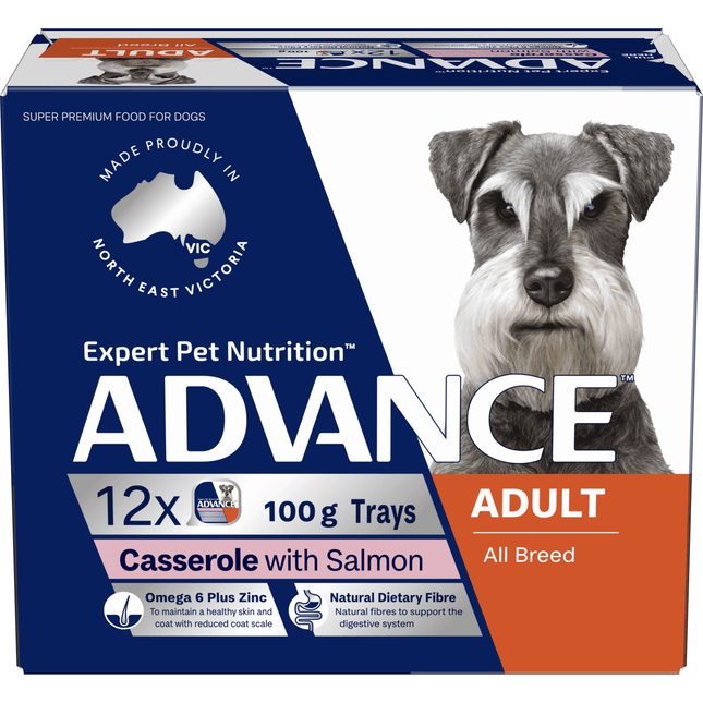 ADVANCE Adult All Breed Wet Dog Food Casserole with Salmon professional product photo ready to upload to shopify
