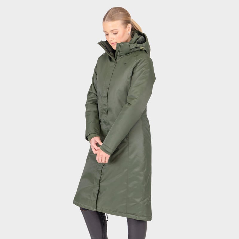 Aubrion Eltar Long Waterproof Riding Coat Khaki professional product photo ready to upload to shopify