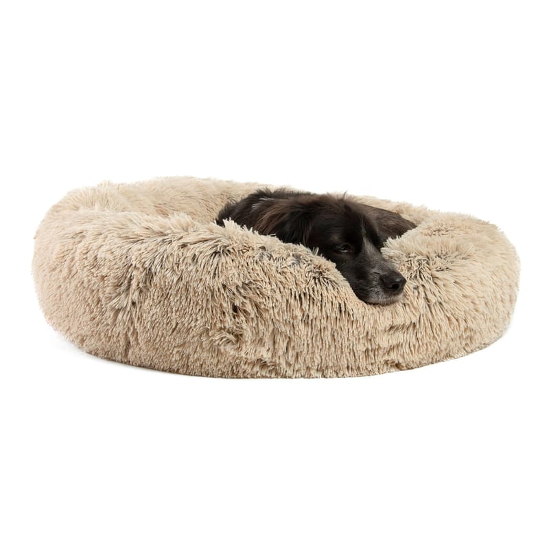 Best Friends by Sheri Donut Shag Dog Bed Taupe 30" x 30" professional product photo ready to upload to shopify