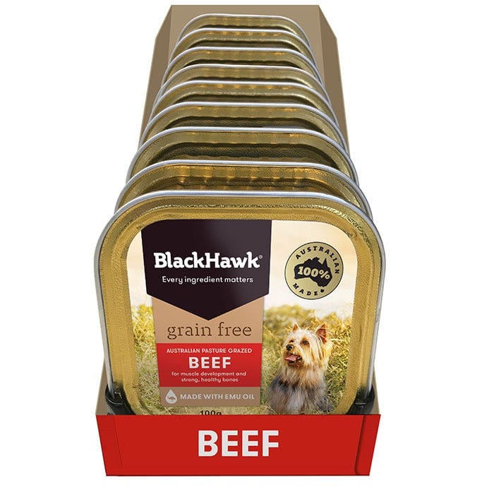 Black Hawk Grain Free Adult Beef Wet Dog Food 100g professional product photo ready to upload to shopify