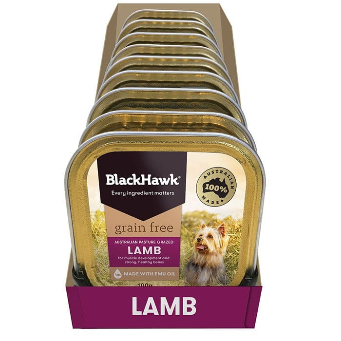 Black Hawk Grain Free Adult Lamb Wet Dog Food 100g 9 Pack professional product photo ready to upload to shopify