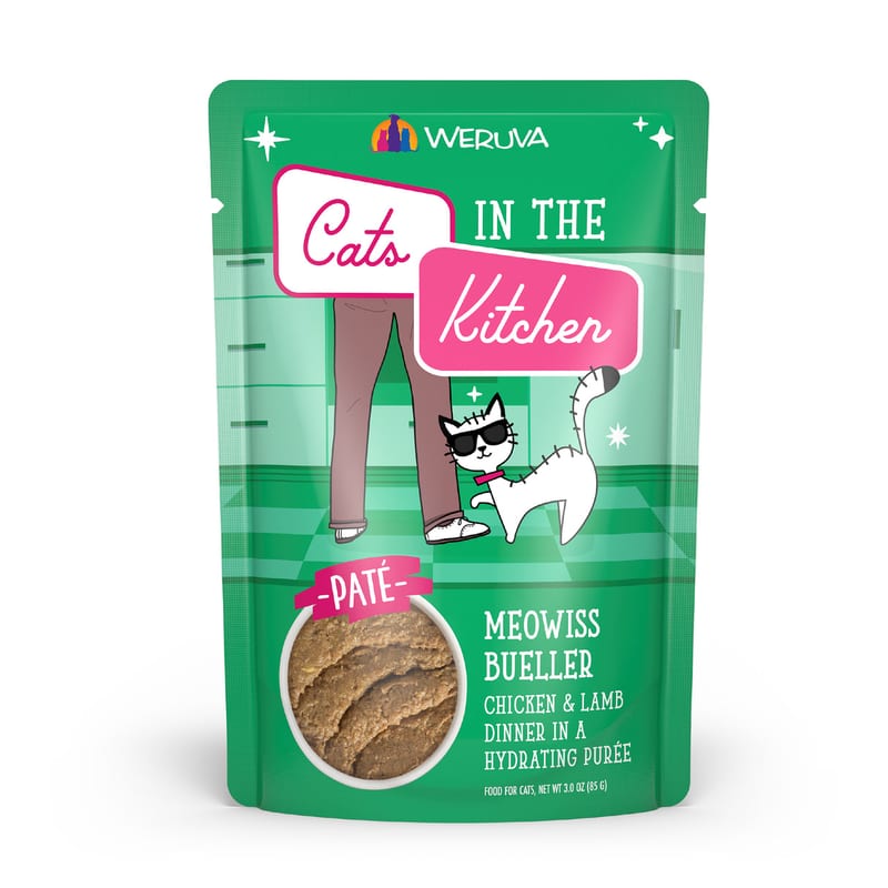 Cats in the Kitchen Grain Free Slide N' Serve Meowiss Bueller 3oz Pouch professional product photo ready to upload to shopify