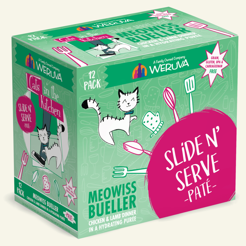 Cats in the Kitchen Grain Free Slide N' Serve Meowiss Bueller 3oz Pouch professional product photo ready to upload to shopify