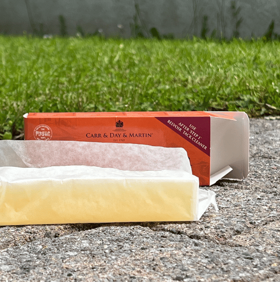 Belvoir Tack Conditioner Bar Soap Step 2 professional product photo ready to upload to shopify