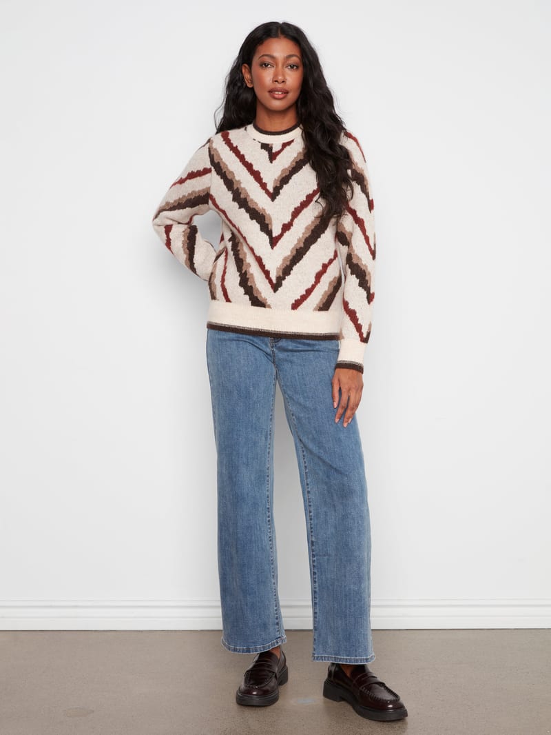 Charlie B Raglan Crew Jacquard professional product photo ready to upload to shopify