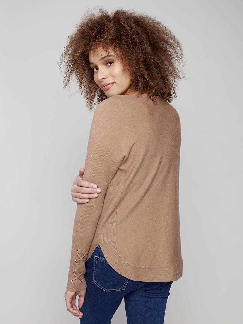 Charlie B Round Hem Sweater professional product photo ready to upload to shopify