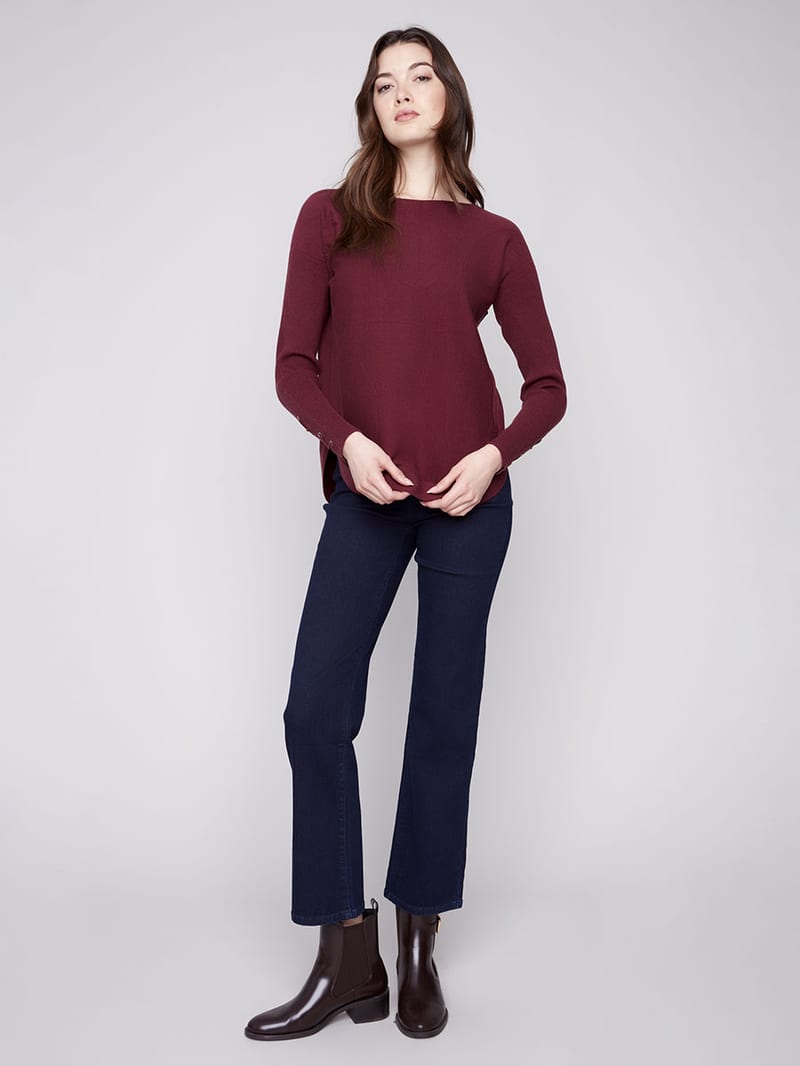 Charlie B Round Hem Sweater professional product photo ready to upload to shopify