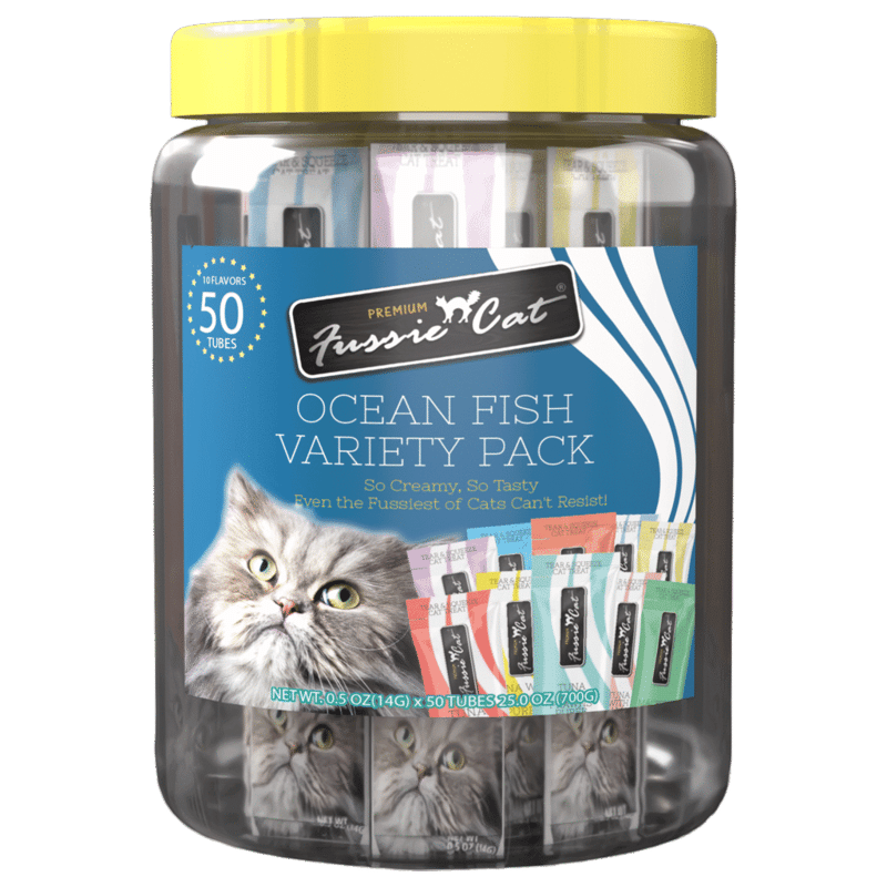 FUSSIE CAT CAT PUREE OCEAN FISH VARIETY PACK professional product photo ready to upload to shopify