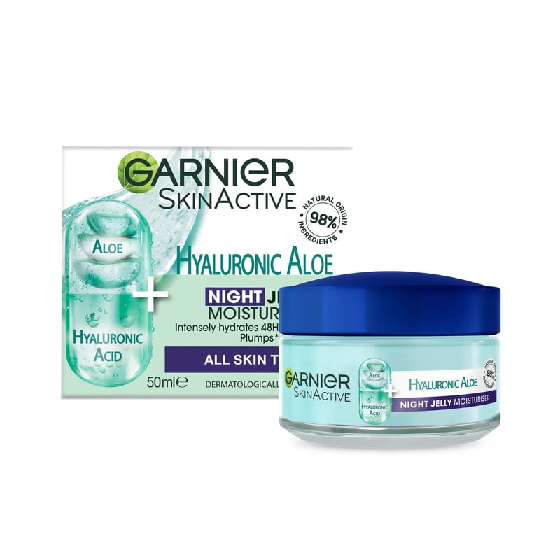 GARNIER Skin Naturals HYAL ALOE JELLY Night Gel 50ml professional product photo ready to upload to shopify
