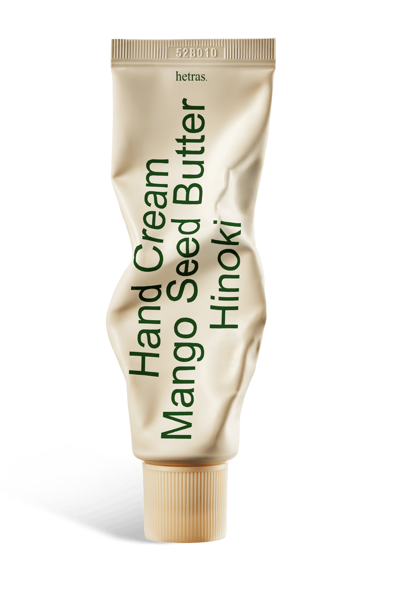 Hetras Perfumed Mango Seed Butter Hand Cream (Hinoki) 50ml professional product photo ready to upload to shopify