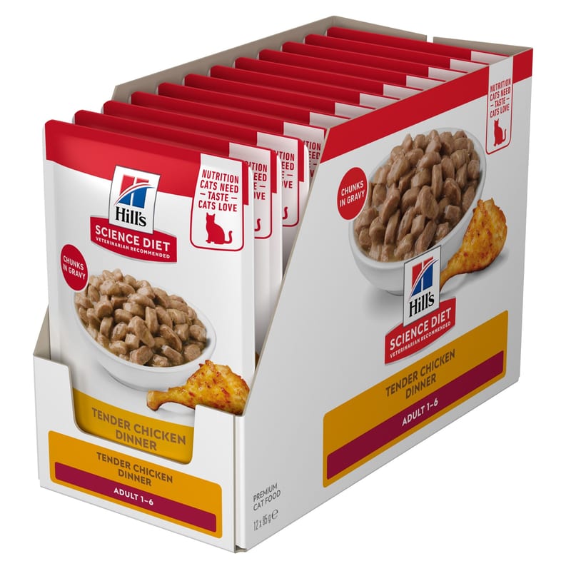 Hill's Science Diet Adult Cat Chicken Pouches 85g professional product photo ready to upload to shopify