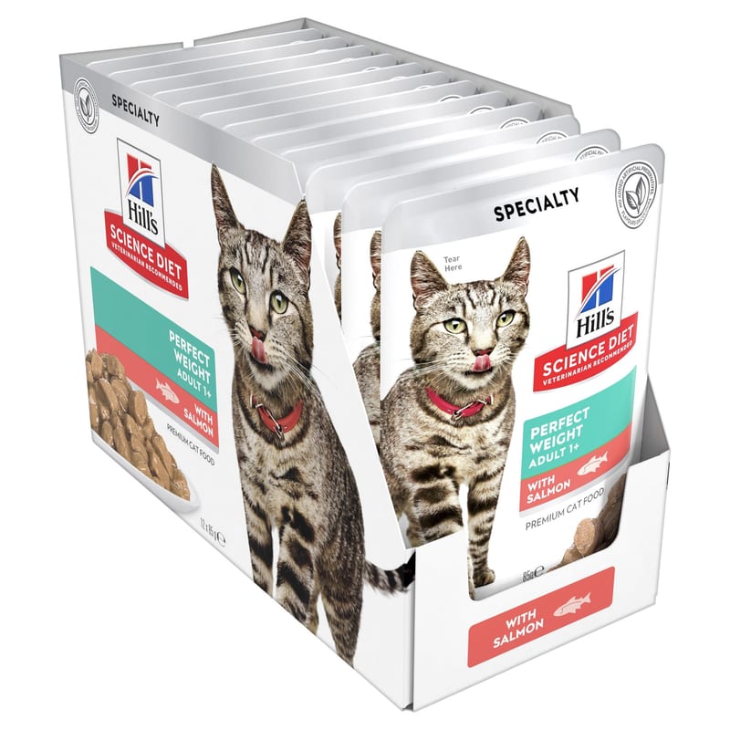 Hill's Science Diet Cat Adult Perfect Weight Pouches Salmon professional product photo ready to upload to shopify