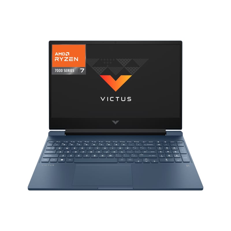 HP Victus Laptop — 512GB storage / AMD Ryzen 7 7445H processor / 16GB RAM professional product photo ready to upload to shopify