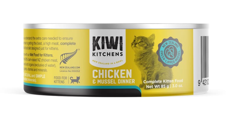 Kiwi Kitchens Kitten Chicken & Mussel 170g professional product photo ready to upload to shopify