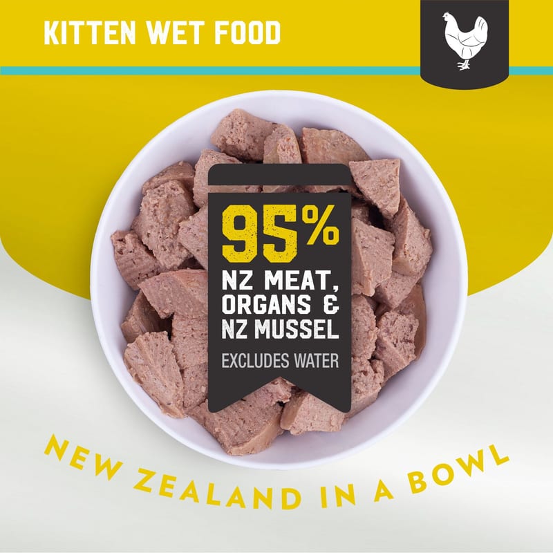 Kiwi Kitchens Kitten Chicken & Mussel 170g professional product photo ready to upload to shopify