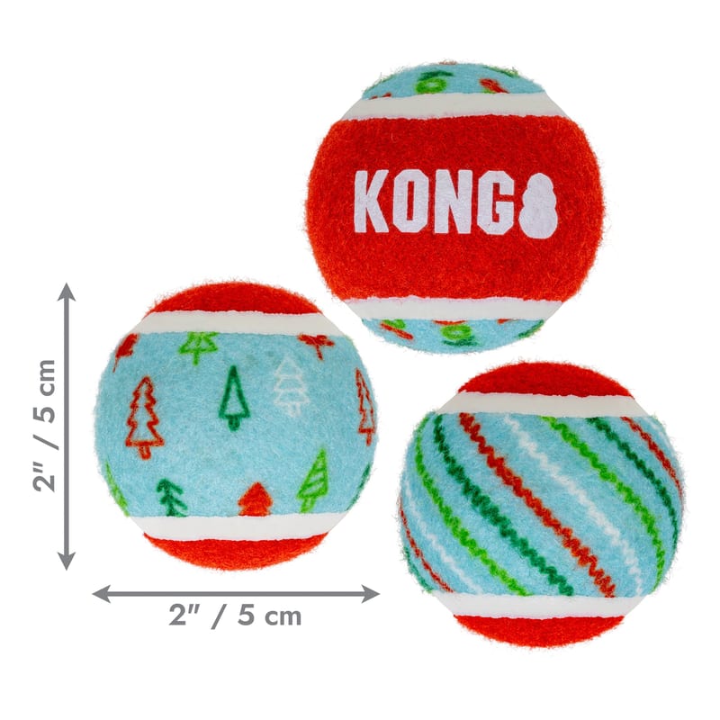 KONG Holiday SqueakAir Tennis Balls professional product photo ready to upload to shopify