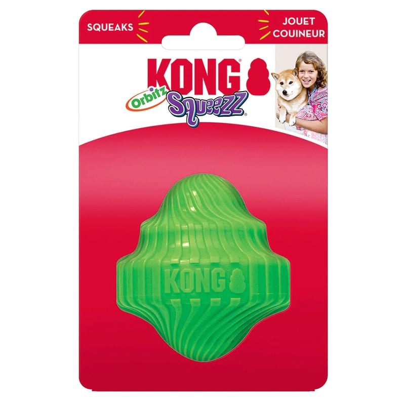KONG Squeezz Orbitz Spin Top professional product photo ready to upload to shopify