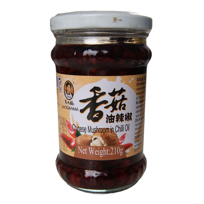 Lao Gan Ma Chinese Mushrooms In Chilli Oil 210g professional product photo ready to upload to shopify