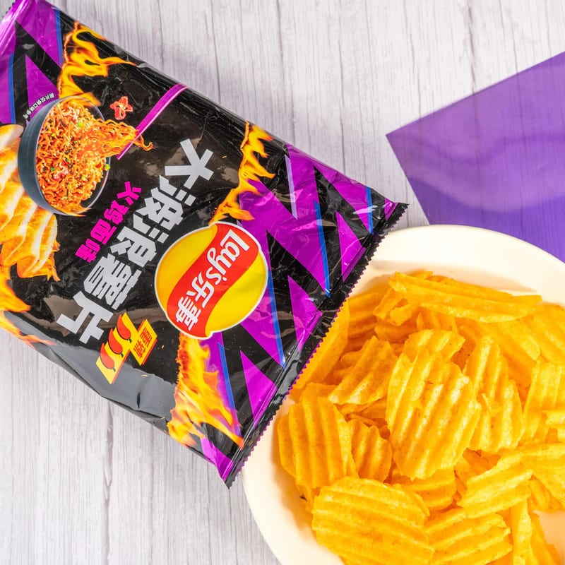 Lay's Potato Chips Spicy Turkey Noodle professional product photo ready to upload to shopify