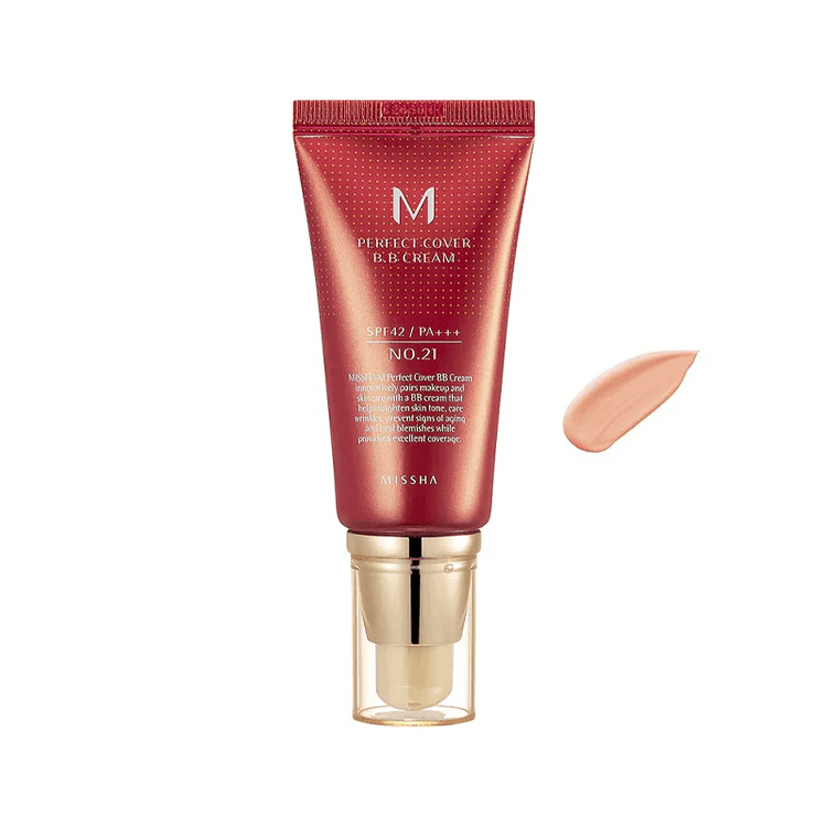 Missha M Perfect Cover BB Cream #21 Light Beige 50ml professional product photo ready to upload to shopify