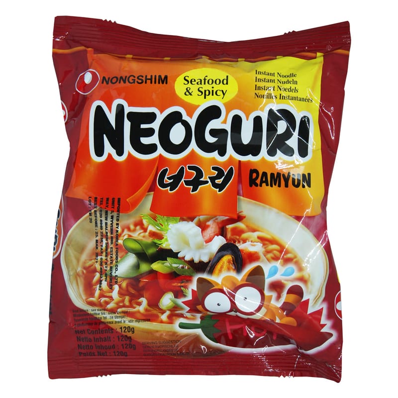 Nongshim Neoguri Ramyun Seafood & Spicy 120g professional product photo ready to upload to shopify