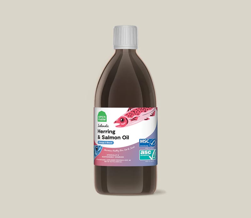 OPEN FARM Dog & Cat Icelandic Herring & Salmon Oil professional product photo ready to upload to shopify