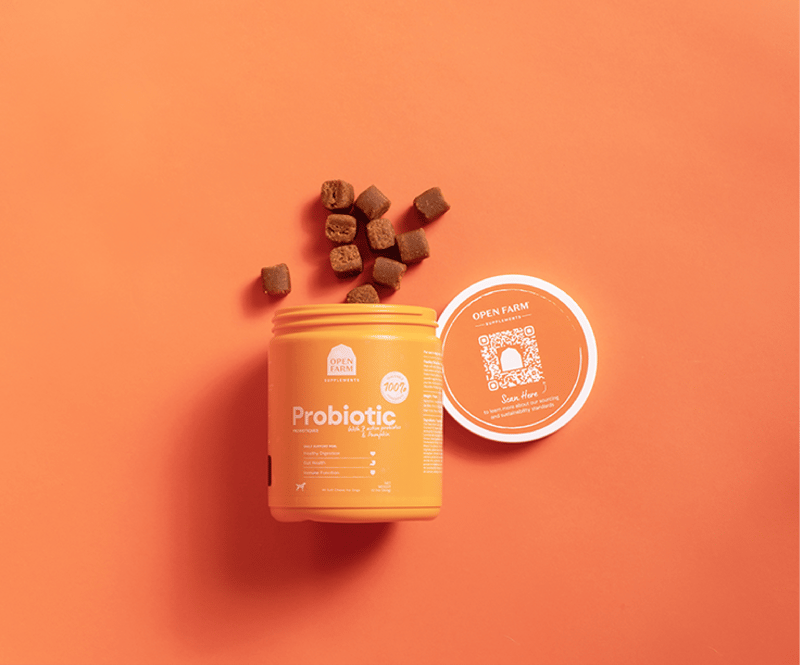 OPEN FARM DOG Probiotic Supplement Chews professional product photo ready to upload to shopify