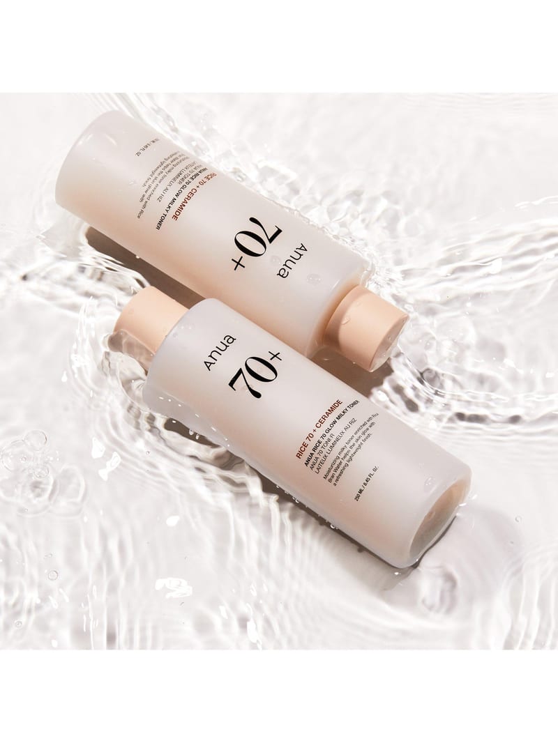 RICE 70 GLOW MILKY TONER 250ml professional product photo ready to upload to shopify