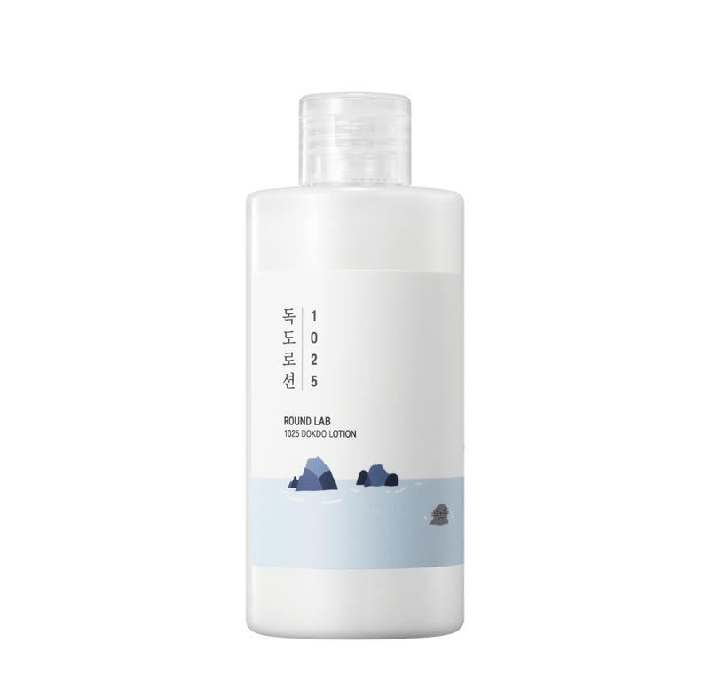 Round Lab 1025 DOKDO TONER 200ml + DOKDO Lotion 200ml professional product photo ready to upload to shopify