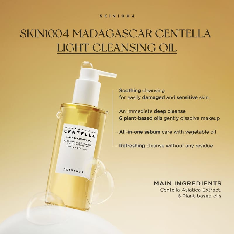 Skin1004 Madagascar Centella Light Cleansing Oil 200ml professional product photo ready to upload to shopify