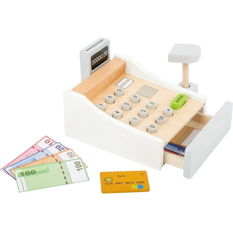 Small Foot Wooden Cash Register professional product photo ready to upload to shopify