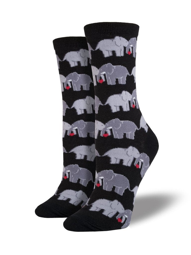 Socksmith Elephant Love Black professional product photo ready to upload to shopify