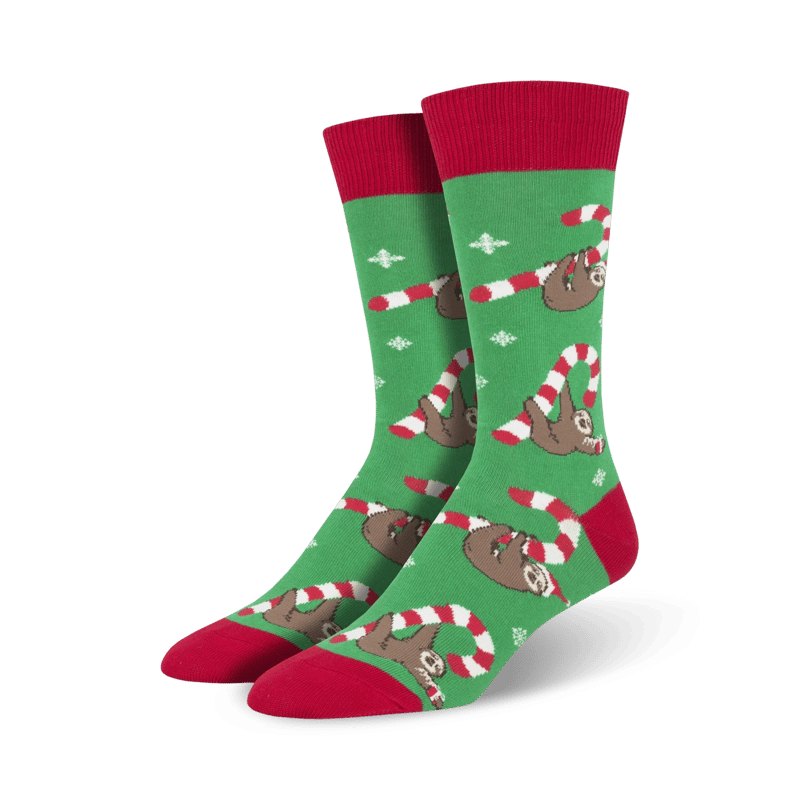 Socksmith Merry Slothmas Blue Heather professional product photo ready to upload to shopify