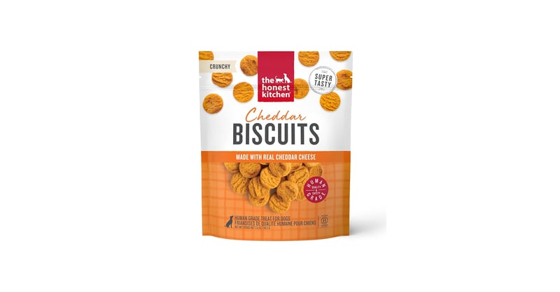 THE HONEST KITCHEN Cheddar Biscuits Dog Treats professional product photo ready to upload to shopify