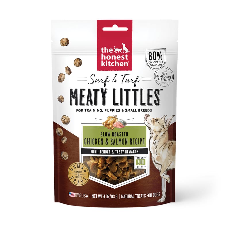 THE HONEST KITCHEN Dog Chicken & Salmon Meaty Littles Treats professional product photo ready to upload to shopify