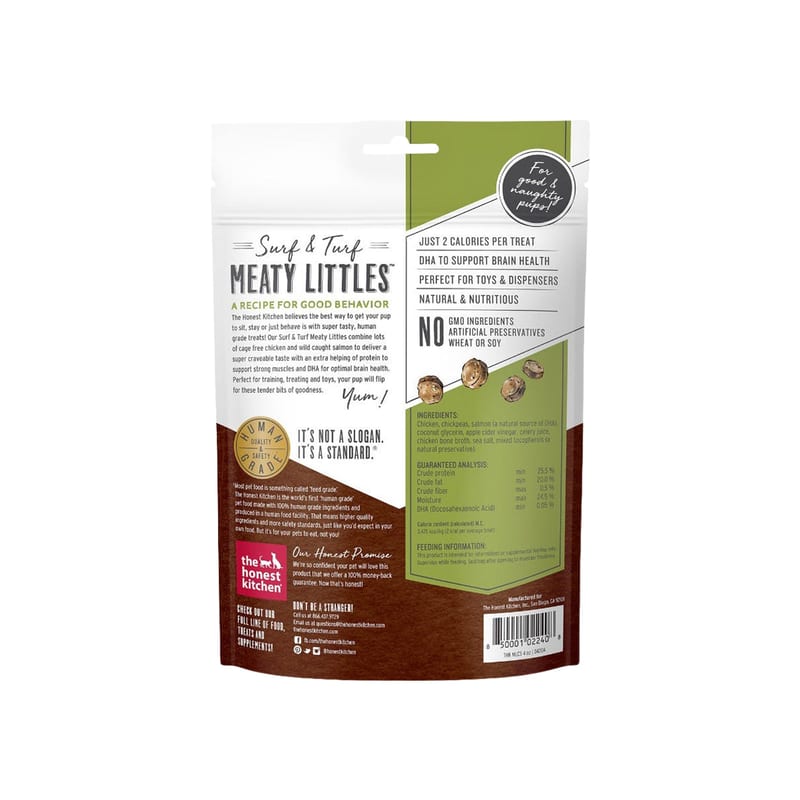 THE HONEST KITCHEN Dog Chicken & Salmon Meaty Littles Treats professional product photo ready to upload to shopify