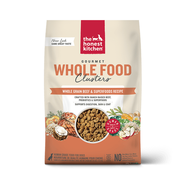 THE HONEST KITCHEN Dog Whole Grain Beef & Oat Whole Food Clusters Kibble 5 lb professional product photo ready to upload to shopify