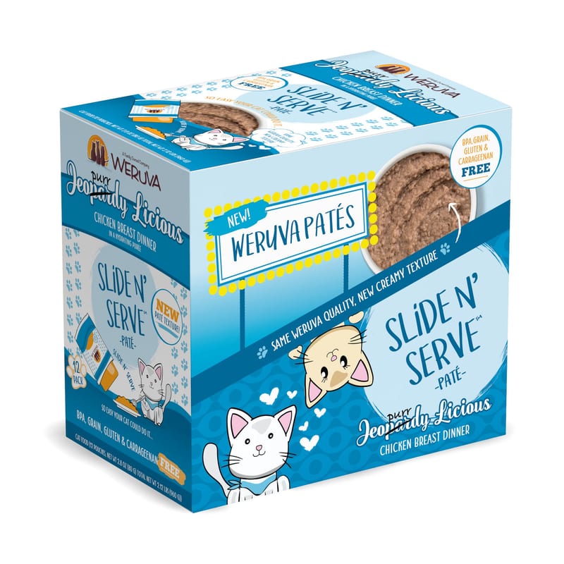 WERUVA Cat Slide N' Serve Jeopurrdy 2.8oz Pouch professional product photo ready to upload to shopify