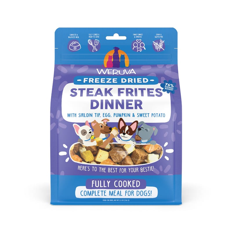 WERUVA Dog Freeze-Dried Steak Frites Dinner Food 5.5oz professional product photo ready to upload to shopify