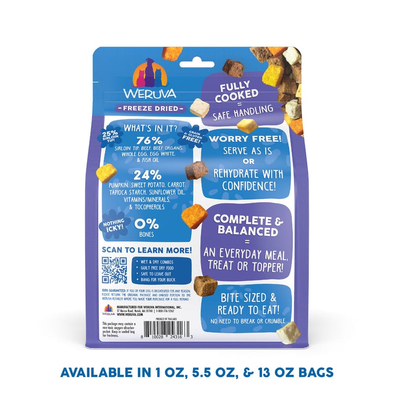 WERUVA Dog Freeze-Dried Steak Frites Dinner Food 5.5oz professional product photo ready to upload to shopify