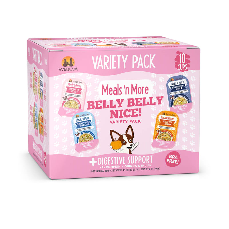 Weruva Meals 'n More Belly Belly Nice! Variety Pack Wet Dog Food, 3.5 Oz., Count of 10 professional product photo ready to upload to shopify