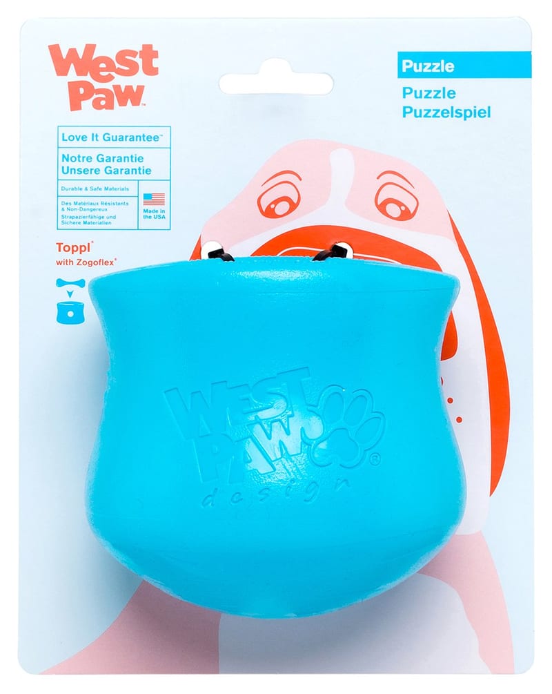 West Paw Toppl Puzzle Toy Small Aqua professional product photo ready to upload to shopify
