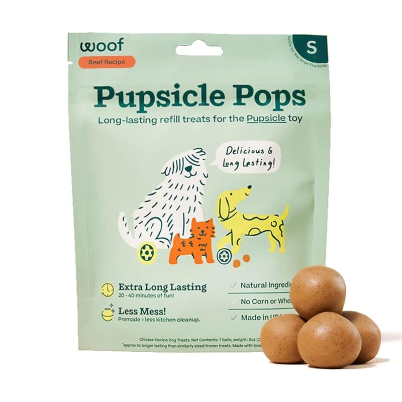 WOOF Dog Pupsicle Beef & Peanut Butter Refill Pops Treats professional product photo ready to upload to shopify